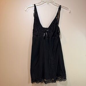 Avidlove‎ Black Lace Trim Chemise Nightgown Adjustable Straps Size Large